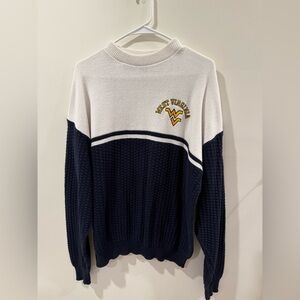 West Virginia Colorblock Crewneck Sweater - White & Navy